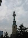A strange church tower ... or rather, the church tower and the television tower behind it