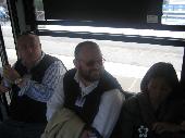 On the tramway going to the resturant: the hungry couple frighten the poor lady sitted next to them!